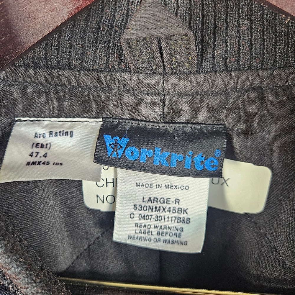 Workrite FR Fire Resistant Bomber Jacket Black HRC 4 Arc 47.4 Mens Large-R - Picture 6 of 10
